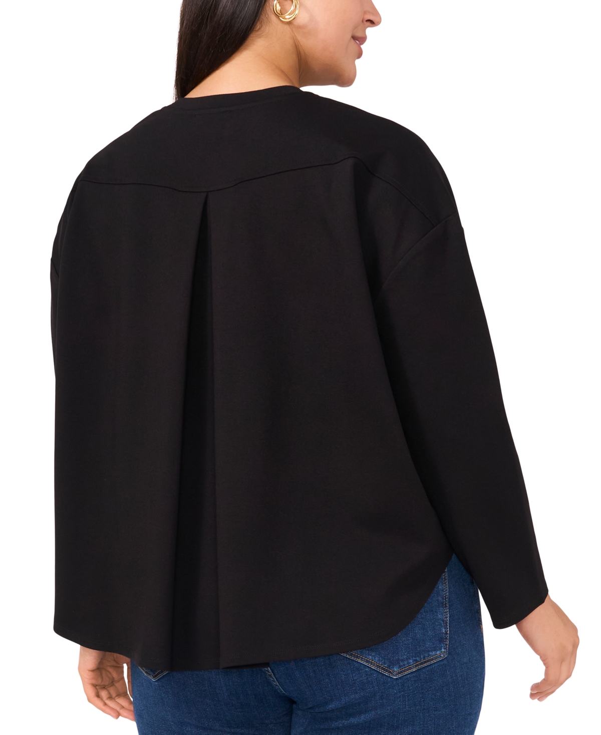 VINCE CAMUTO PLUS SIZE DROP SHOULDER BOXY LONG-SLEEVE TOP, EXCLUSIVELY AT MACY'S 