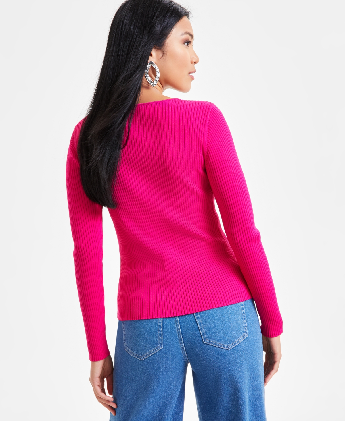 INC INTERNATIONAL CONCEPTS WOMEN'S DOUBLE-CUTOUT SWEATER, EXCLUSIVELY AT MACY'S 