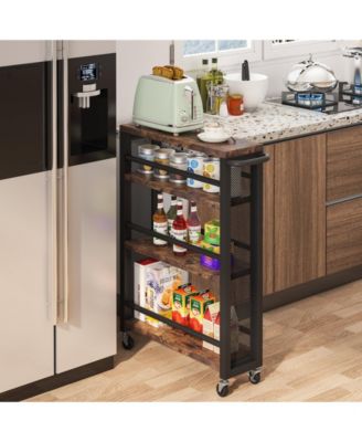 4-Tier Narrow Rolling Carts with Wheels and Handle,Slim Storage Cart