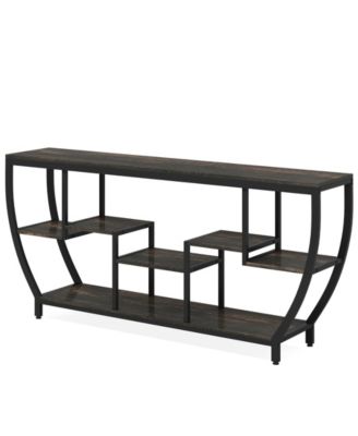 Rustic Console Table with Storage and Shelves,70.9 Inch Long Industrial Entryway Table TV Stand