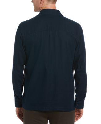 Perry Ellis Men's Slim Fit Long Sleeve Button Front Twill Shirt Jacket -  Macy's