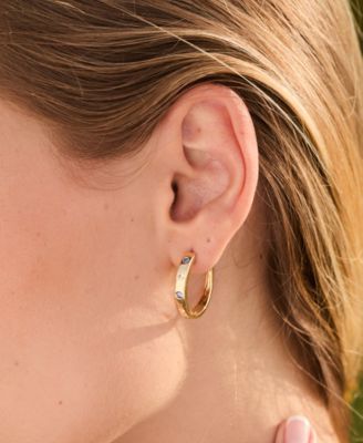 Anywear Everywear&reg; Blueberry Sapphire (1/6 ct. t.w.) & White Sapphire (1/10 ct. t.w.) Hoop Earrings in 14k Honey Gold