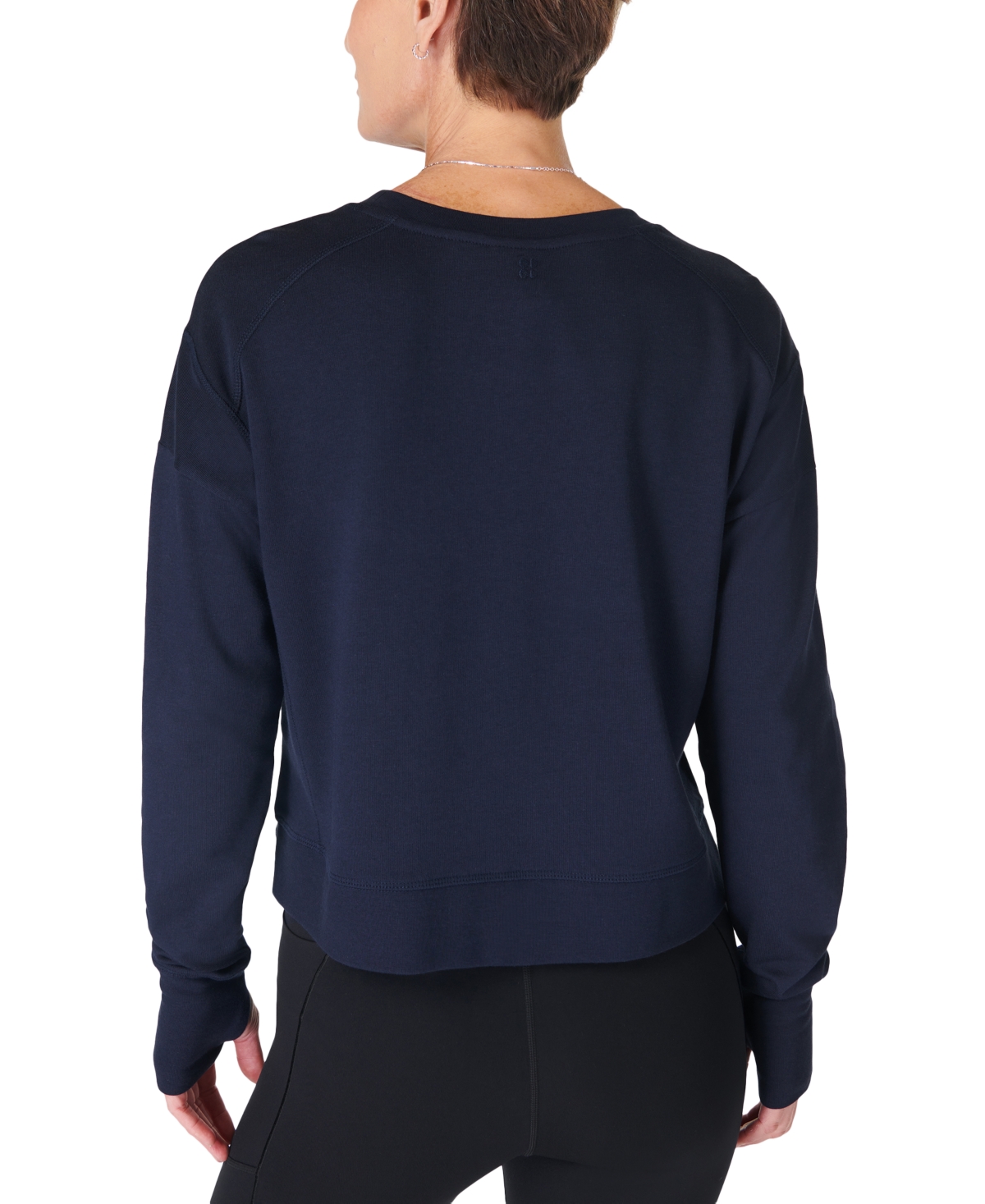 Shop Sweaty Betty Women's After Class Cropped Sweatshirt In Navy