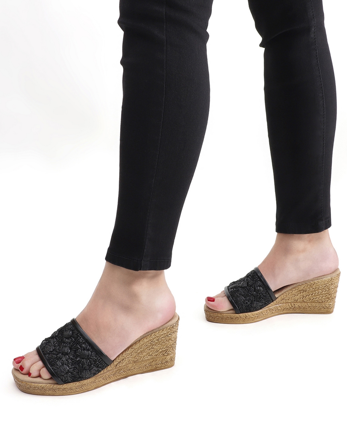 Shop Easy Street Women's Ricci Wedge Heel Sandals In Black