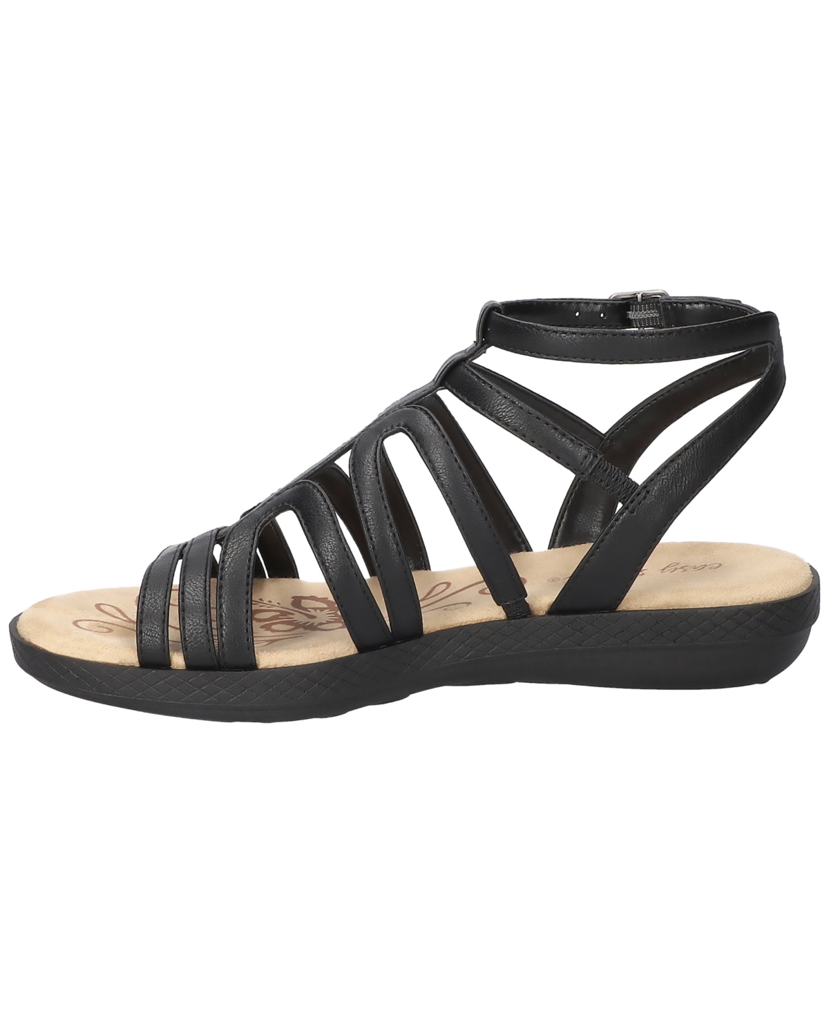 Easy Street Women's Daylily Gladiator Buckle Flat Sandals In Black