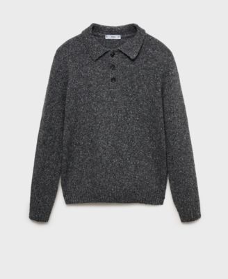 Men's Marbled Wool-Knit Polo Shirt