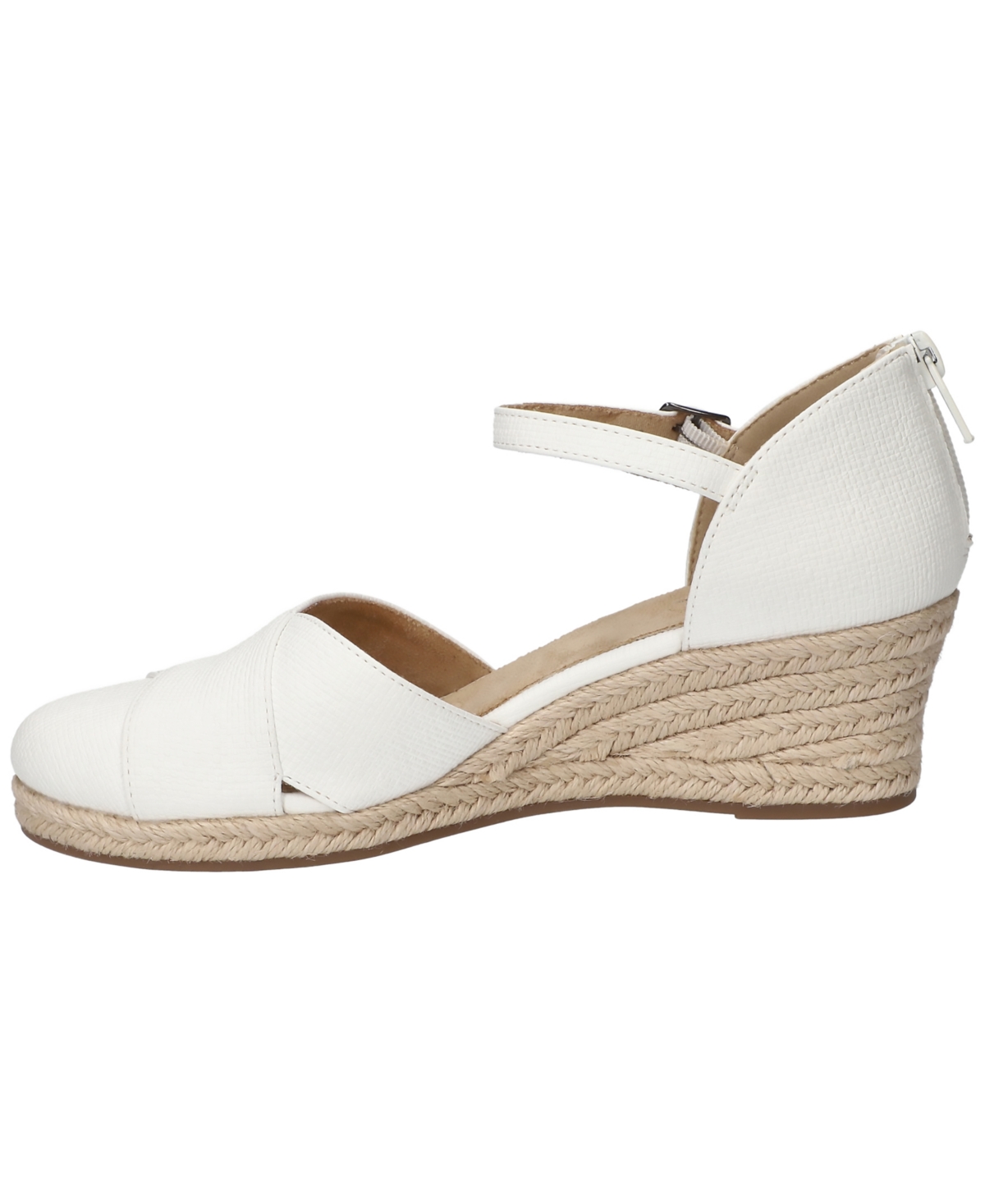 Shop Easy Street Women's Coast Espadrille Wedge Sandals In White Linen Embossed