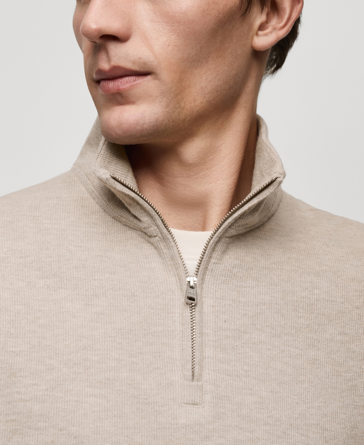 Mango Knit Cotton Blend Sweatshirt In Sand