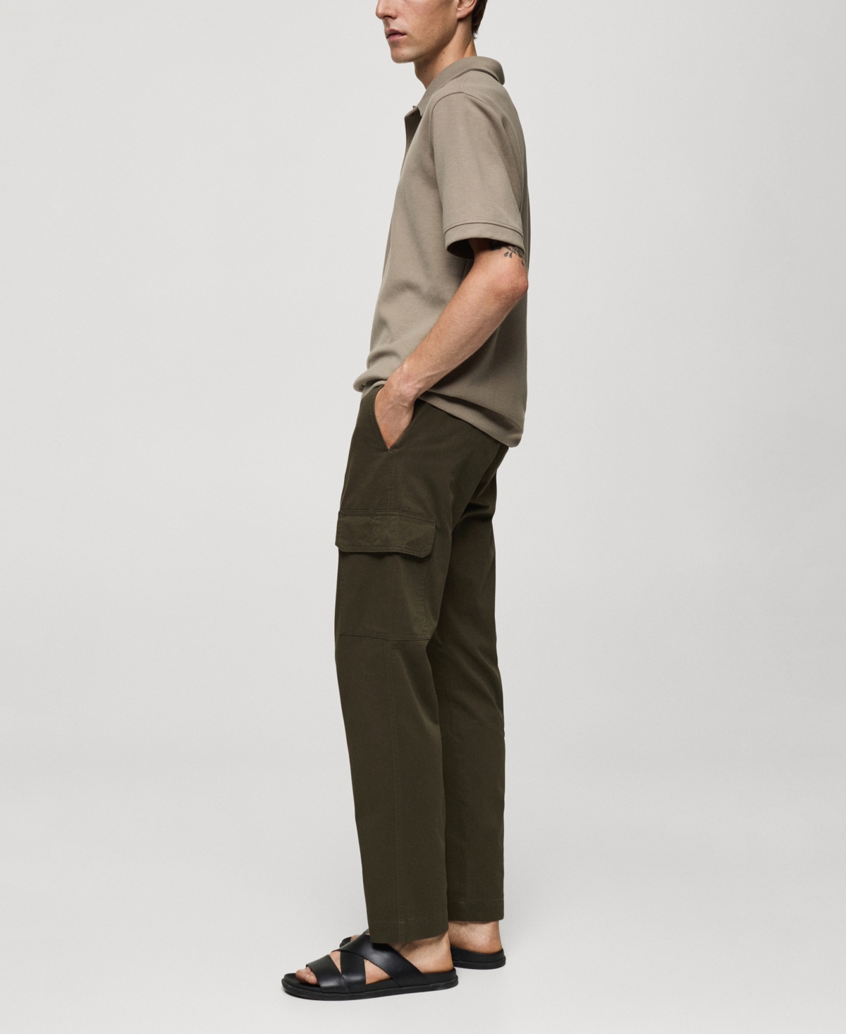 Mango Men's Straight-fit Cargo Pants In Khaki