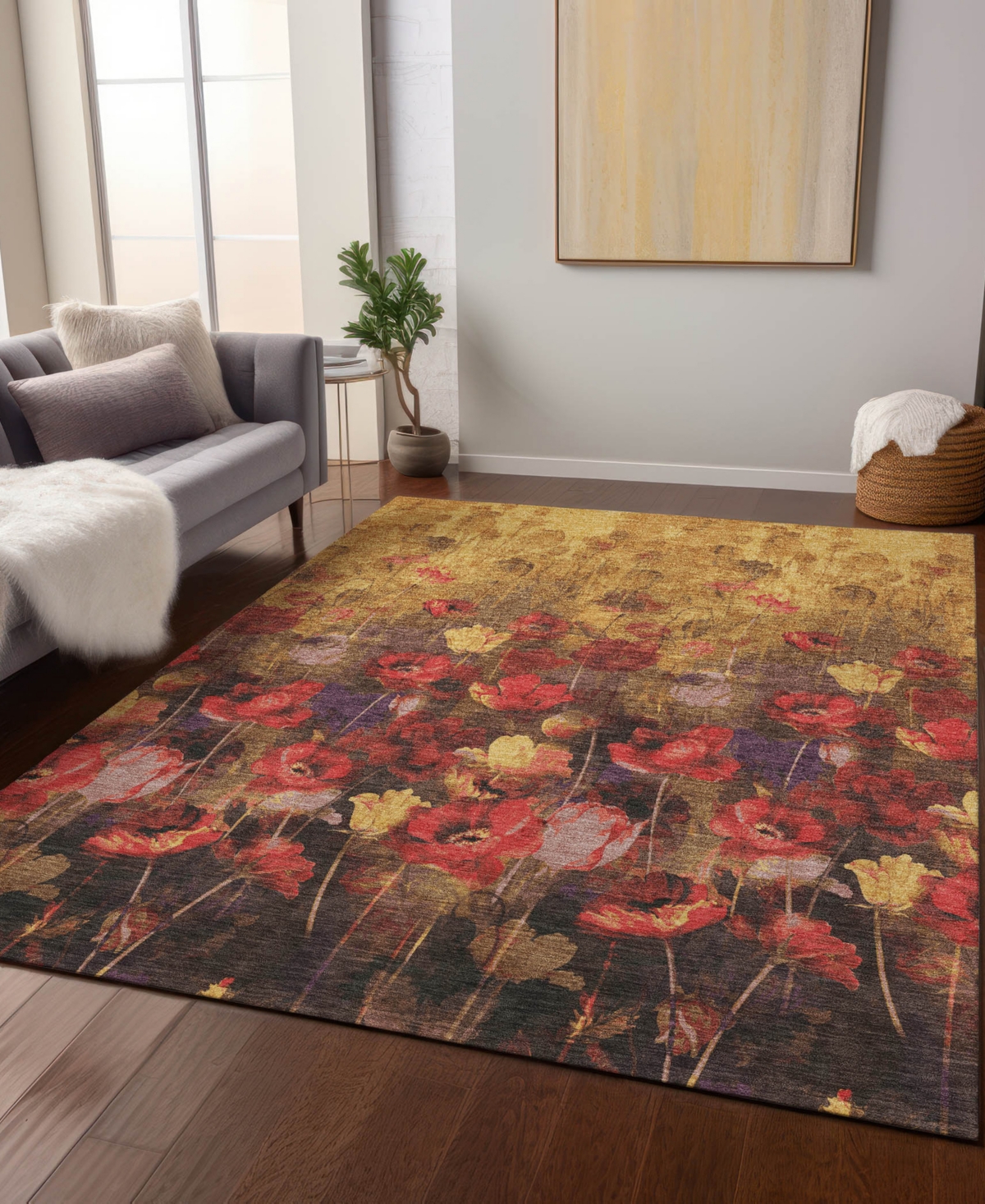 Addison Chantille Machine Washable Acn992 9'x12' Area Rug In Gold