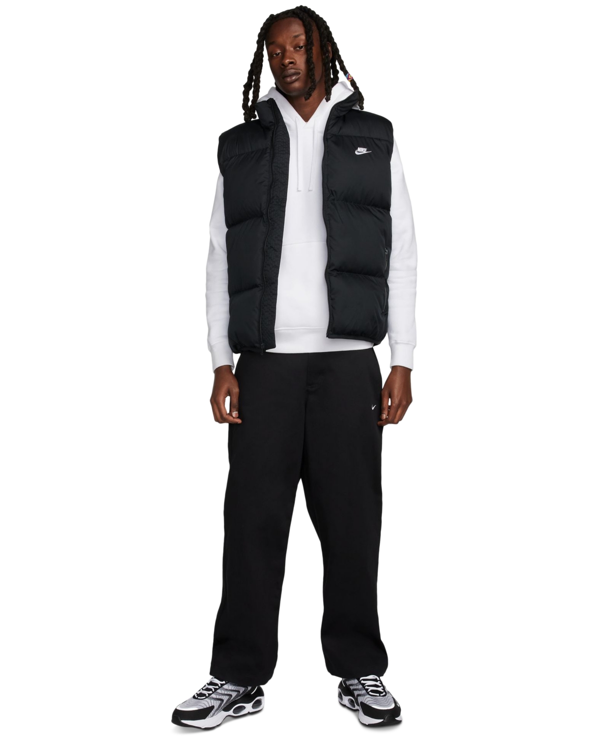 Nike Men's Sportswear Club Quilted Water-Repellent Full-Zip Puffer Vest -white