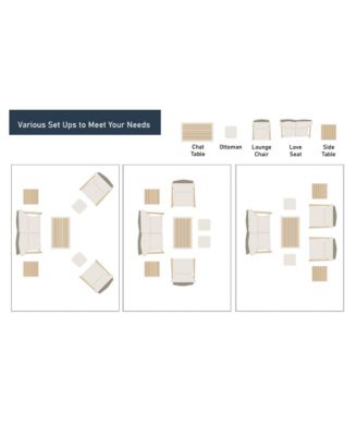 8 Piece Patio Furniture Set, Modern & Transitional Style, Gray & Beige