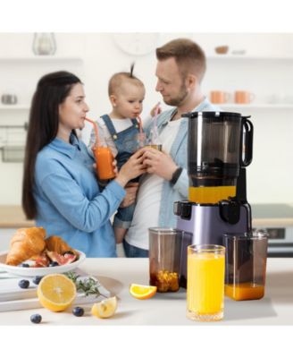 Cold Press Juicer, Masticating Juicer with 5.1 Inch Large Feed Chute, 250W Power High Juice Yield for Batch Juicing