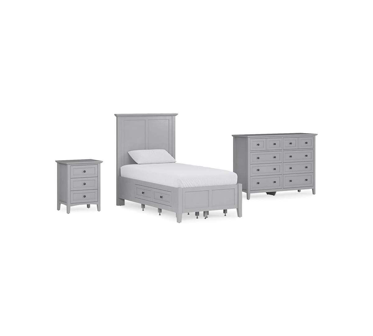 Macy's Hedworth Twin Storage 3-pc. Set (bed, Dresser & Nightstand) In Grey