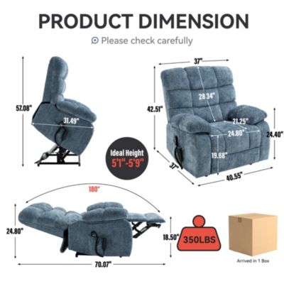 Lift Recliner Chair Heat Massage Dual Motor Infinite Position Up to 350 LBS Large Electric Power Lift Recliners with Power-Remote
