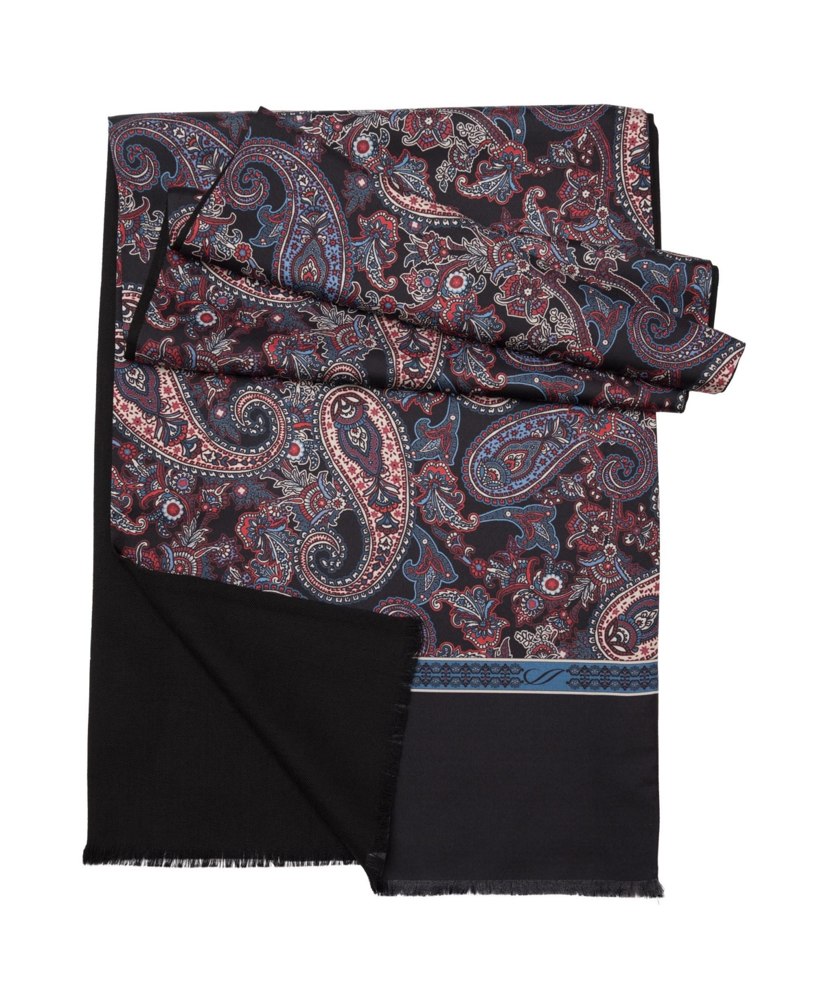 Men's Venezia - Wool Backed Silk Scarf for Men - Olive green