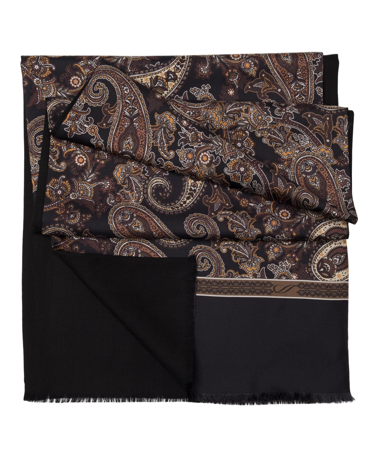 Men's Venezia - Wool Backed Silk Scarf for Men - Olive green