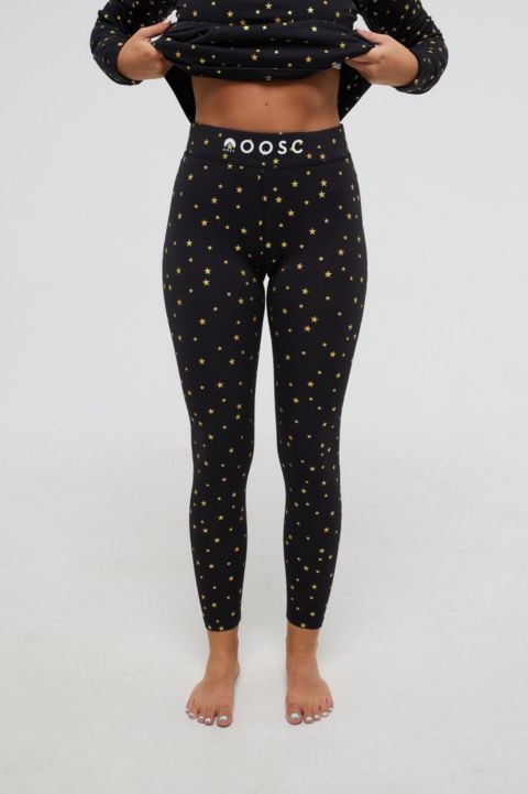 Женские леггинсы OOSC Clothing Baselayer - Shining Star, цвет: Чёрный / Золотой