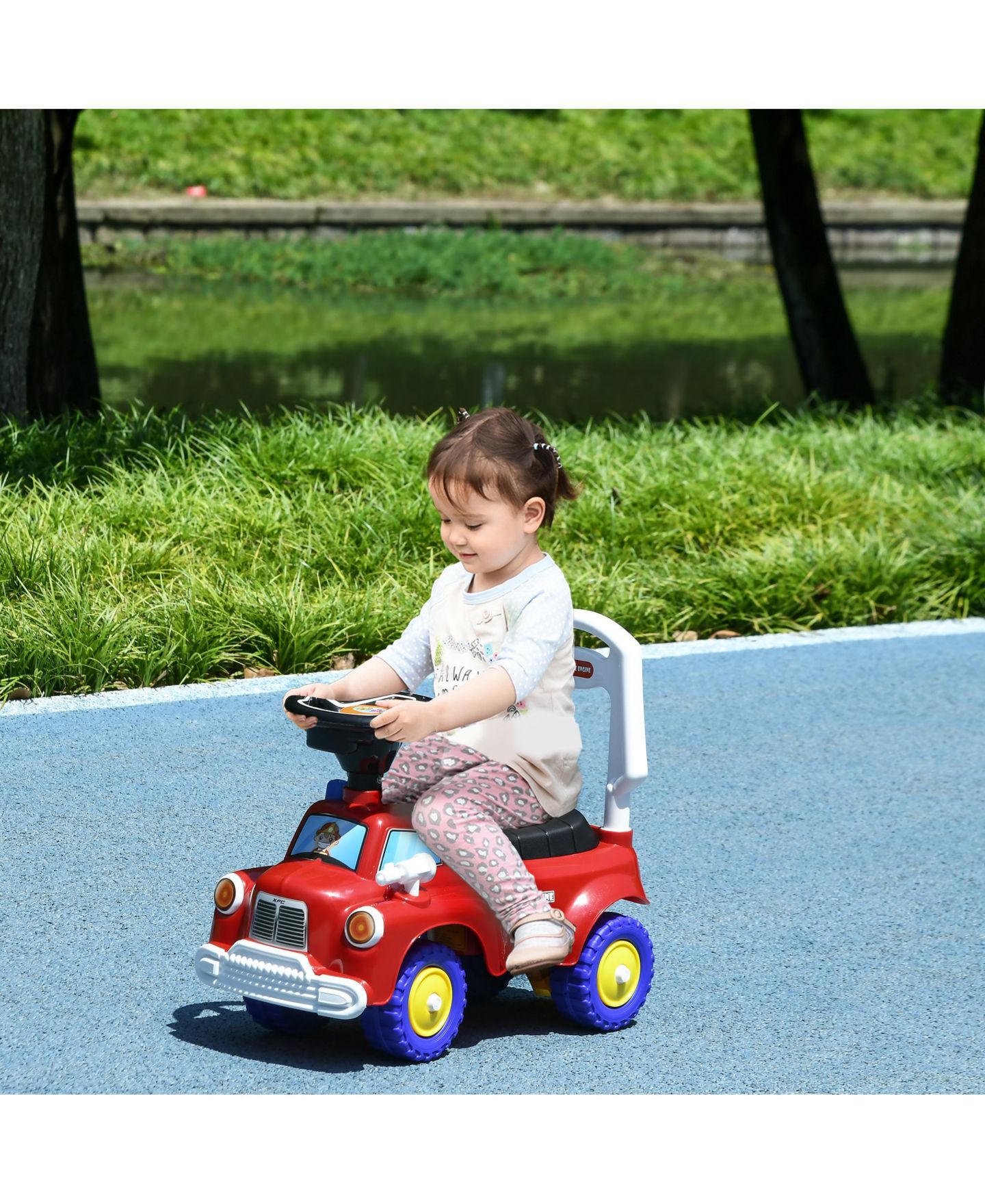 Детская игрушка Qaba Toddler Ride on Fire Truck with Music, Horn, Under Seat Storage, цвет: Красный — фото 2