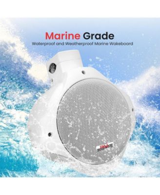6.5" Marine Wakeboard Tower Speakers - 200W Waterproof, Dual Bullet Style, White (PLMRW65