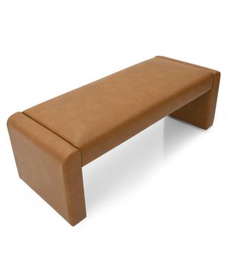47" Faux Leather Upholstered Bedroom Waterfall Benches