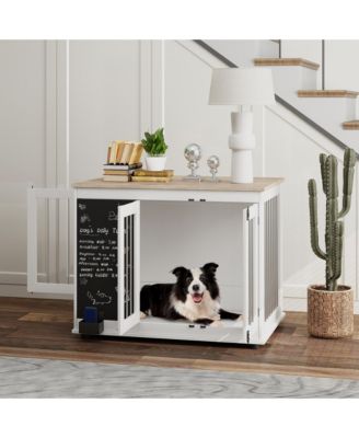 39" Furniture Dog Crate w/ Three Doors & board for Large Dogs