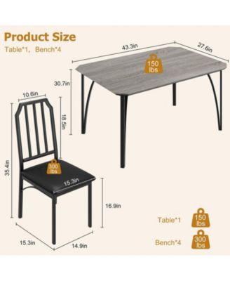 5 Piece Dining Set Upholstered Chairs Rectangular Table