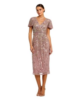 slim fit dress slacks Adrienne Papel Rose Gold Beaded Dress Size 4 New  Finds For You