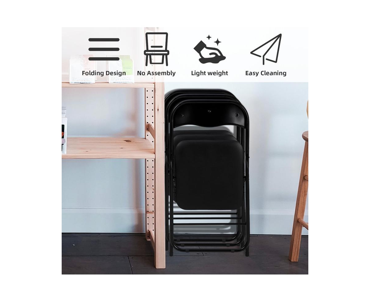 gaomon 6 Pack Folding Chairs with Padded Cushion and Back, Portable Stackable Commercial Seat with Steel Frame for Outdoor & Indoor Events