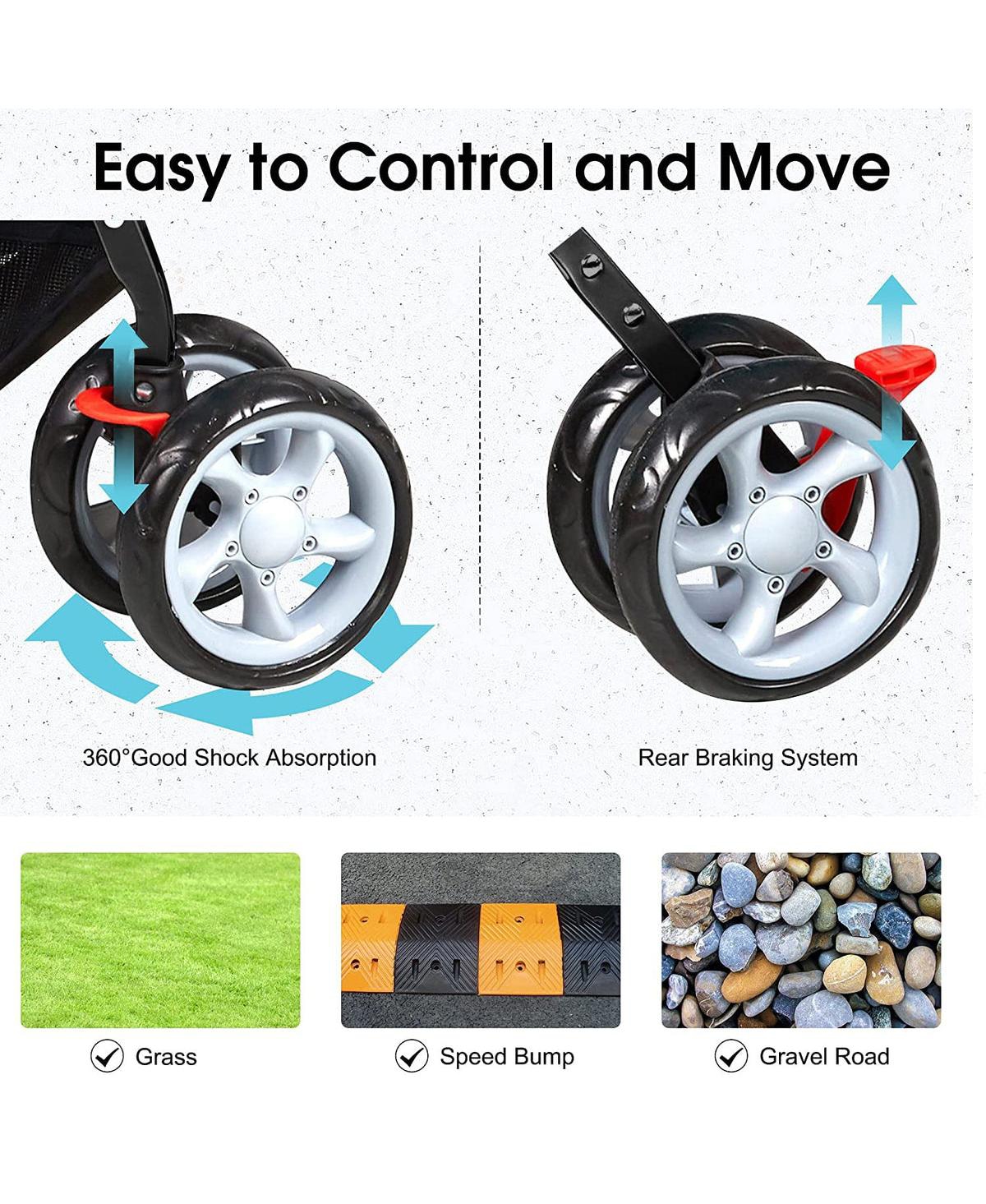 Slickblue Twin Pet Stroller - Folding Travel Cart for Dogs & Cats