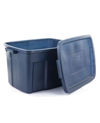 Roughneck 25 Gallon Stackable Storage Container, Dark Indigo, 4 Pack