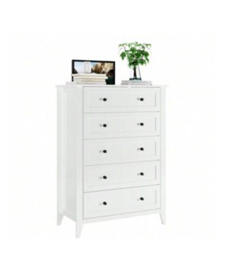 5-Drawer Wood Deep Storage Nickel Handle Modern Chest of Drawers
