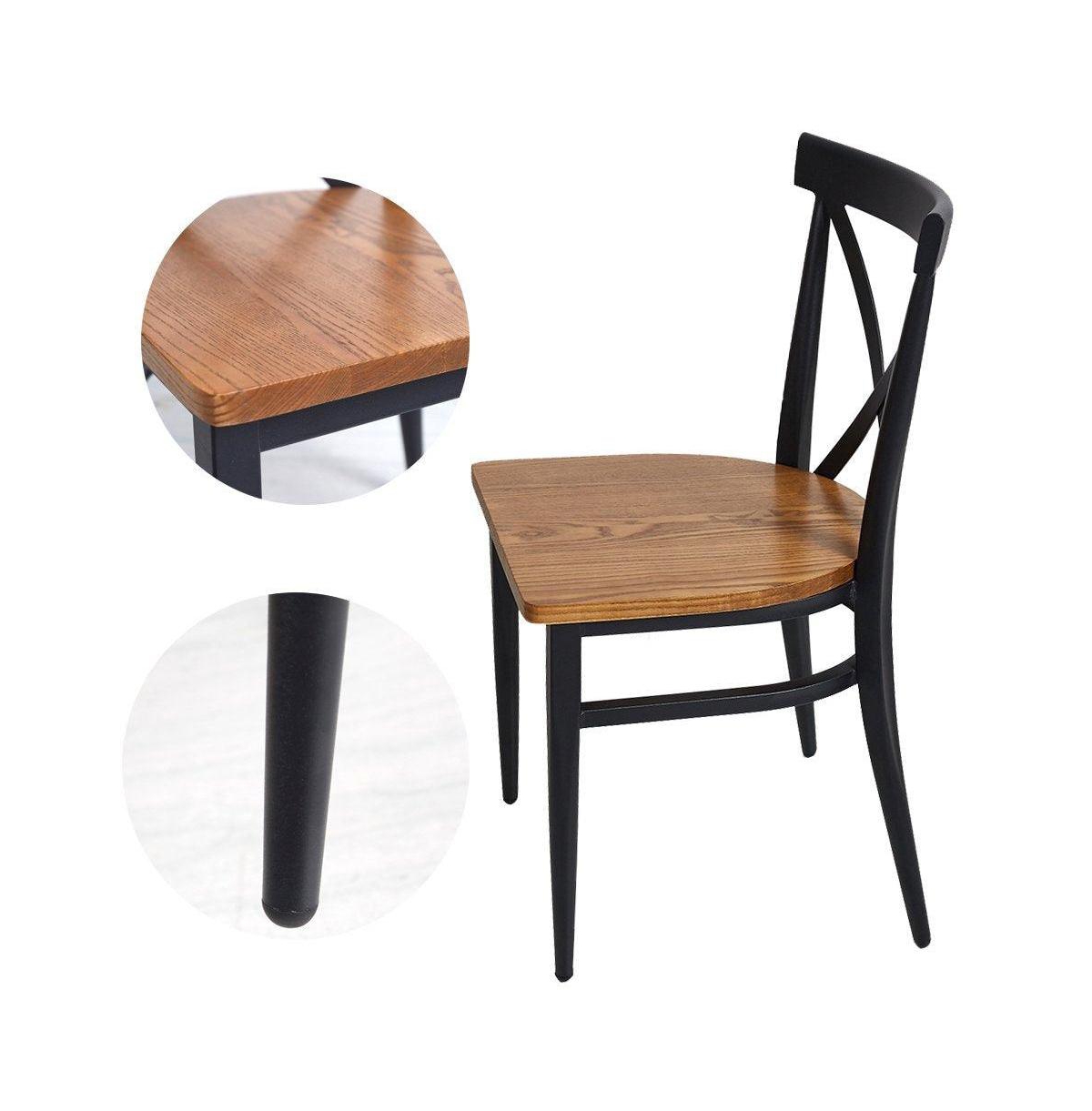 Slickblue Set of 2 Outdoor Bistro Chairs – Stackable Cafe Chairs with Elegant Cross Back Style - Black