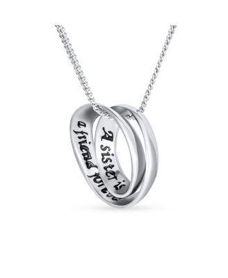 Sister Bond Circle Heart Pendant Sisters Necklace .925 Sterling Silver