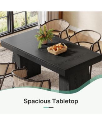 55-Inch MDF & Metal Frame Vintage Wood Grain Finish Rectangular Dining Table