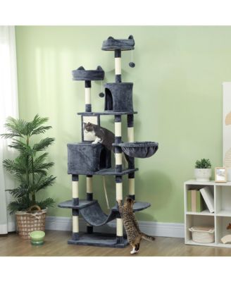81" Cat Tree w/ Cat Scratching Posts for Large Adult Cats, Dark