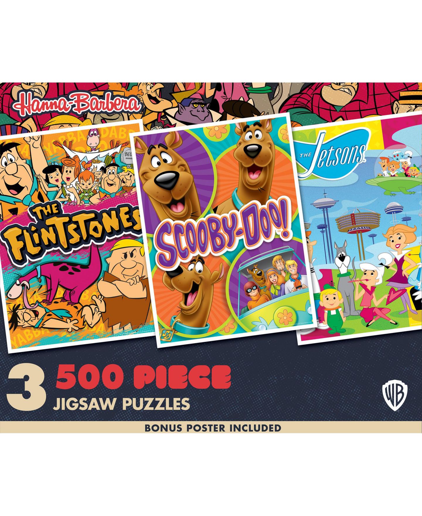 Набор из 3 пазлов MasterPieces Puzzles Hanna-Barbera, по 500 деталей, от 8 лет, цвет: Разноцветный — фото 1