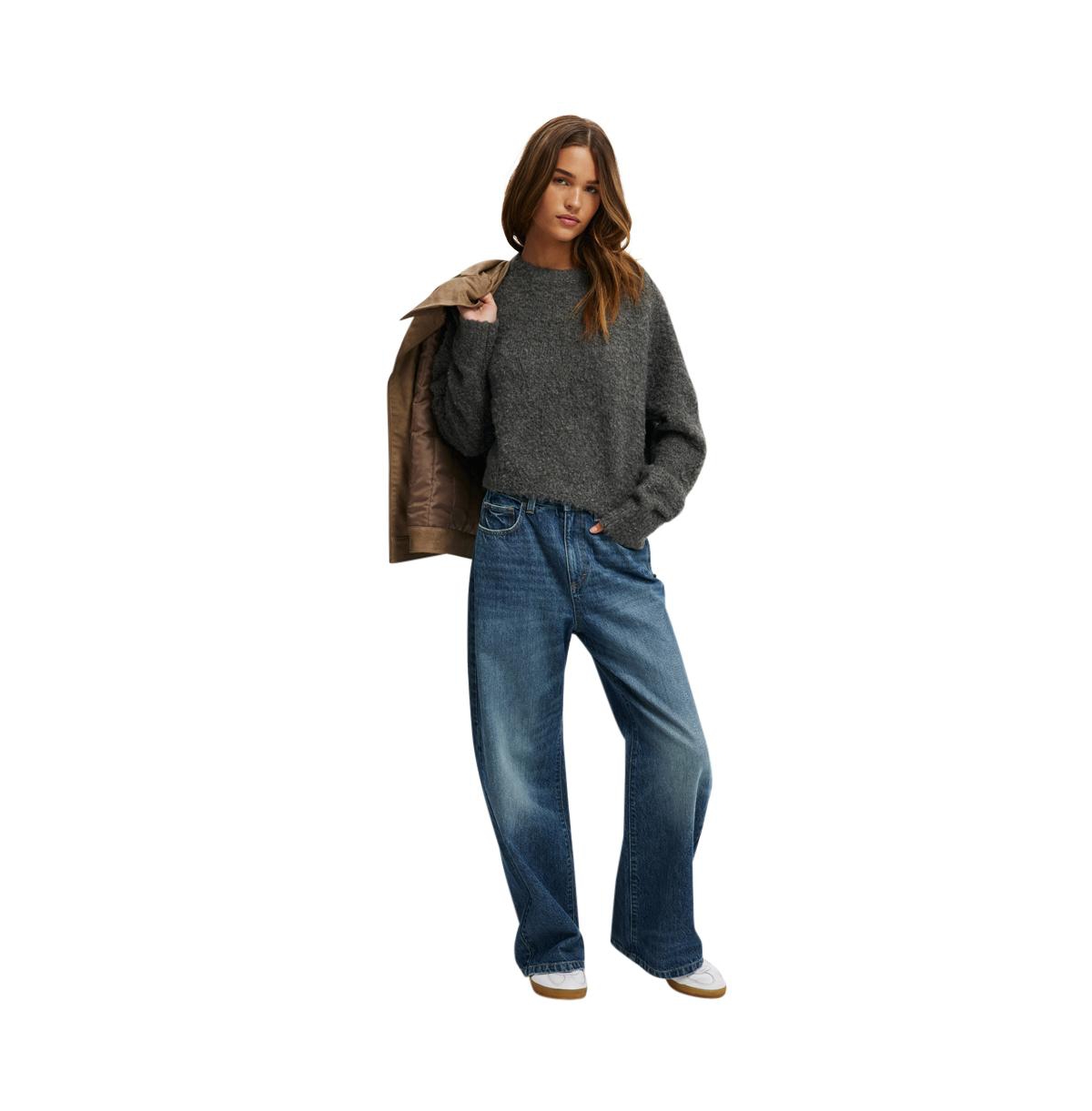 Cotton On Women's Shaggy Crop Crew Sweater