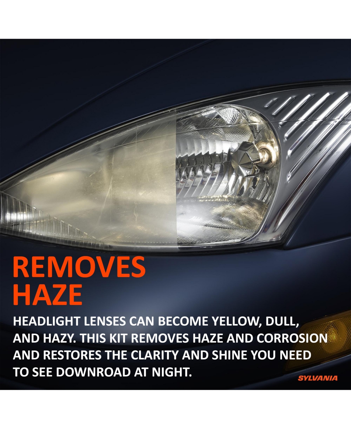 Sylvania Headlight Restoration Kit - 3 Easy Steps to Restore Sun Damaged Headlights with Exclusive Uv Block Clear Coat, Light Output and Beam Pattern
