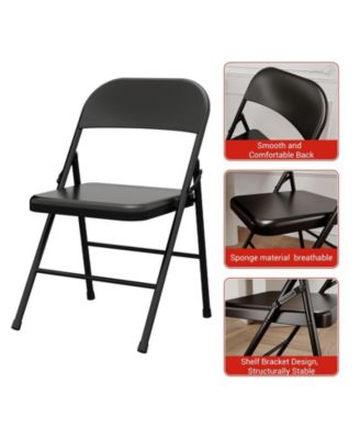 Dining Chairs Set of 4, Foldable Dining Chairs with Metal Frame Hold Up to 350 Pounds, Portable Kitchen Chair Suitable for Dining Room, Living Room, Office, Indoor and Outdoor Events