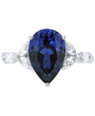 Lab Grown Ruby (3-5/8 ct. t.w.) & Lab Grown Diamond (1/2 ct. t.w.) Pear Ring in 14k Gold or White Gold (Also in Lab Grown Emerald & Lab Grown Sapphire)