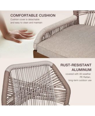  Set of 2  Rattan & Aluminum  Woven Design, Counter Height,  Weather-Resistant Outdoor Bar Stools