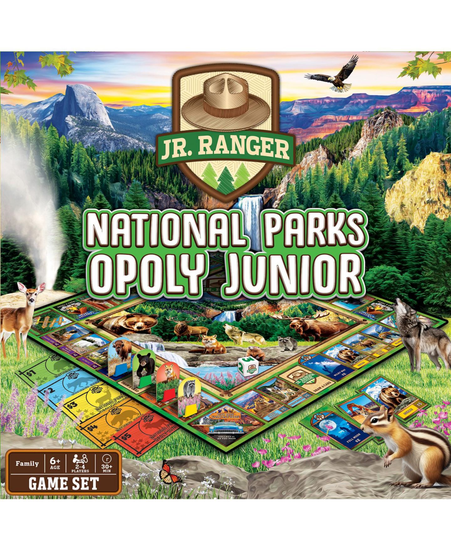 Детская настольная игра MasterPieces Puzzles Jr. Ranger National Parks Opoly Board Game, от 6 лет — фото 1