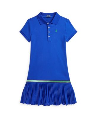 knee length dresses for ladies Performance Mesh Polo Dress in White/Navy