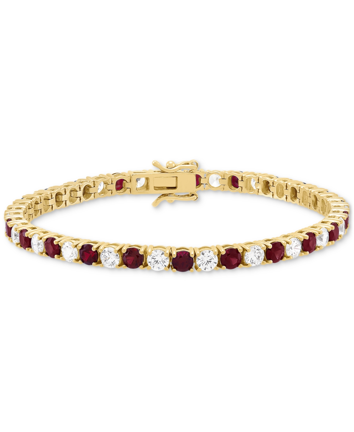 Grown With Love Lab Grown Emerald (4-5/8 Ct. T.w.) & Lab Grown Diamond (4-1/2 Ct. T.w.) Tennis Bracelet In 14k Gold In Ruby