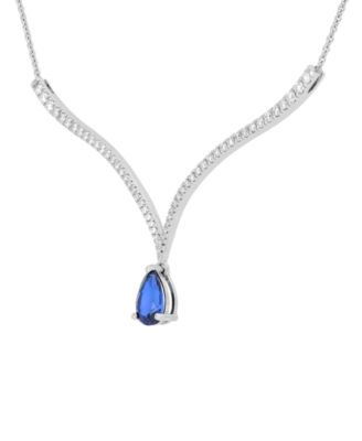 Emerald (1-1/2 ct. t.w.) & Lab Grown Diamond (1 ct. t.w.) Fancy 18" Pendant Necklace in 14k Gold (Also in Lab Grown Ruby & Lab Grown Sapphire)