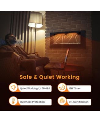 42 Inch Ultra-Thin Electric Fireplace with Decorative Crystals and Smart APP Control