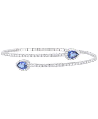 Macy's - Lab Grown Emerald (1-1/4 ct. t.w.) & White Sapphire Accent Flex Wrap Bracelet in Sterling Silver (Also in Additional Gemstones)