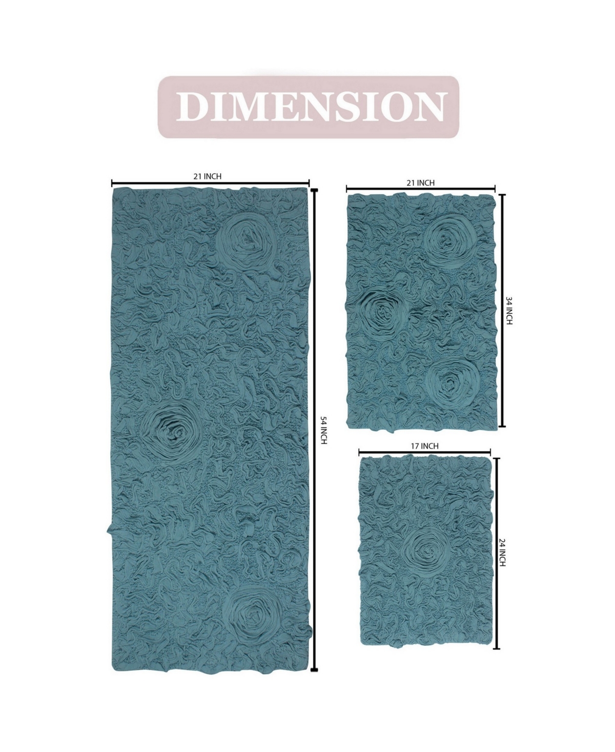 Home Weavers Modesto 3-pc. Bath Rug Set In Turquoise