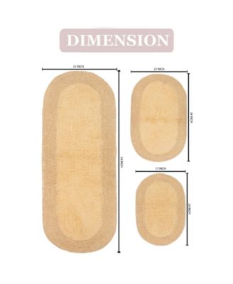 Double Ruffle 3-Pc. Bath Rug Set with Runner